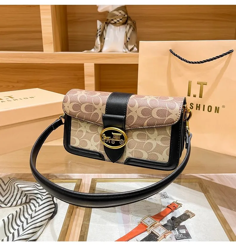 Small Fashion Color Minimalist Women's Square Contrast Print 2025 Crossbody Light Shoulder end One Bag Retro New Christmas clearance Bag Economical Luxury High