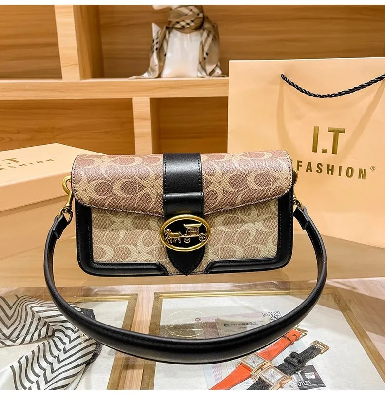 Small Fashion Color Minimalist Women's Square Contrast Print 2025 Crossbody Light Shoulder end One Bag Retro New Christmas clearance Bag Economical Luxury High