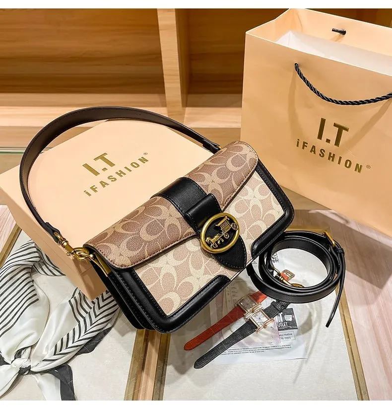Small Fashion Color Minimalist Women's Square Contrast Print 2025 Crossbody Light Shoulder end One Bag Retro New Christmas clearance Bag Economical Luxury High