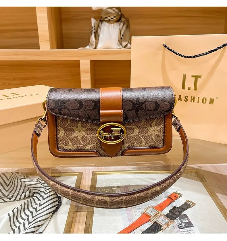 Small Fashion Color Minimalist Women's Square Contrast Print 2025 Crossbody Light Shoulder end One Bag Retro New Christmas clearance Bag Economical Luxury High
