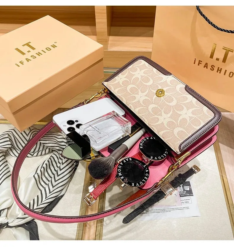 Small Fashion Color Minimalist Women's Square Contrast Print 2025 Crossbody Light Shoulder end One Bag Retro New Christmas clearance Bag Economical Luxury High