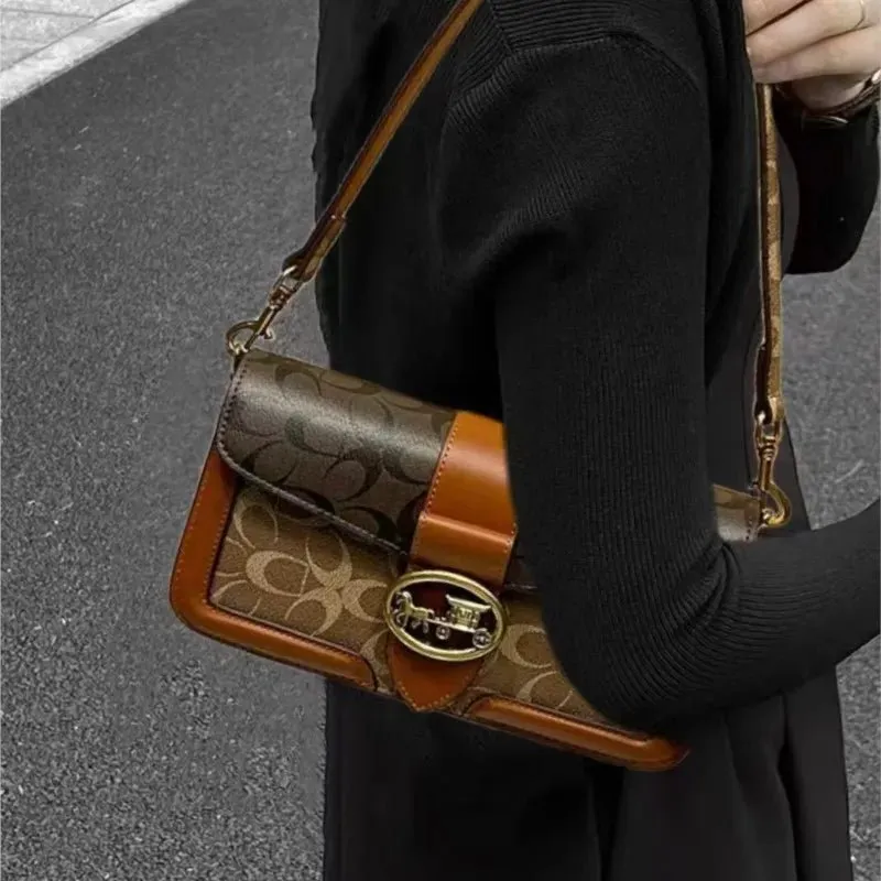 Small Fashion Color Minimalist Women's Square Contrast Print 2025 Crossbody Light Shoulder end One Bag Retro New Christmas clearance Bag Economical Luxury High