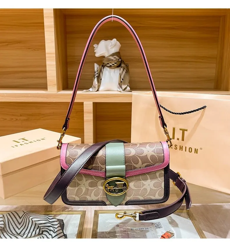Small Fashion Color Minimalist Women's Square Contrast Print 2025 Crossbody Light Shoulder end One Bag Retro New Christmas clearance Bag Economical Luxury High
