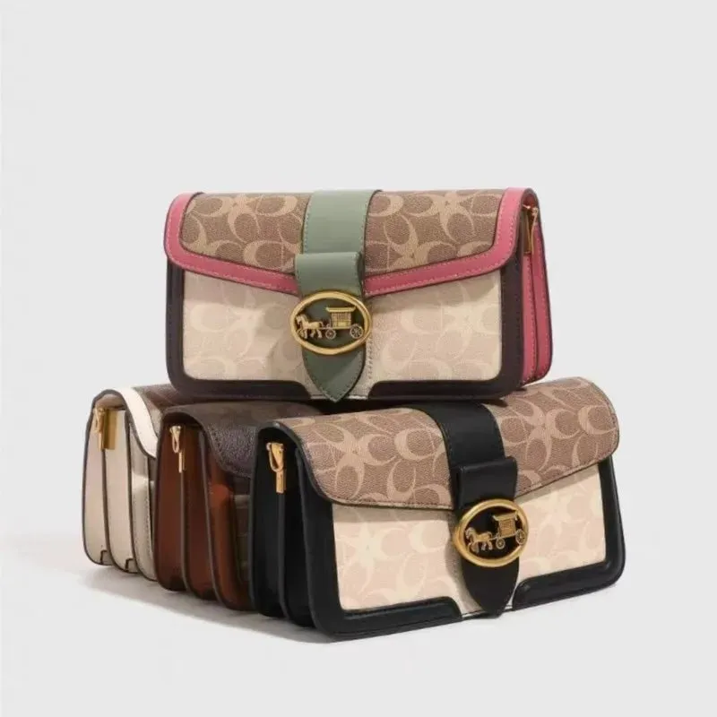 Small Fashion Color Minimalist Women's Square Contrast Print 2025 Crossbody Light Shoulder end One Bag Retro New Christmas clearance Bag Economical Luxury High