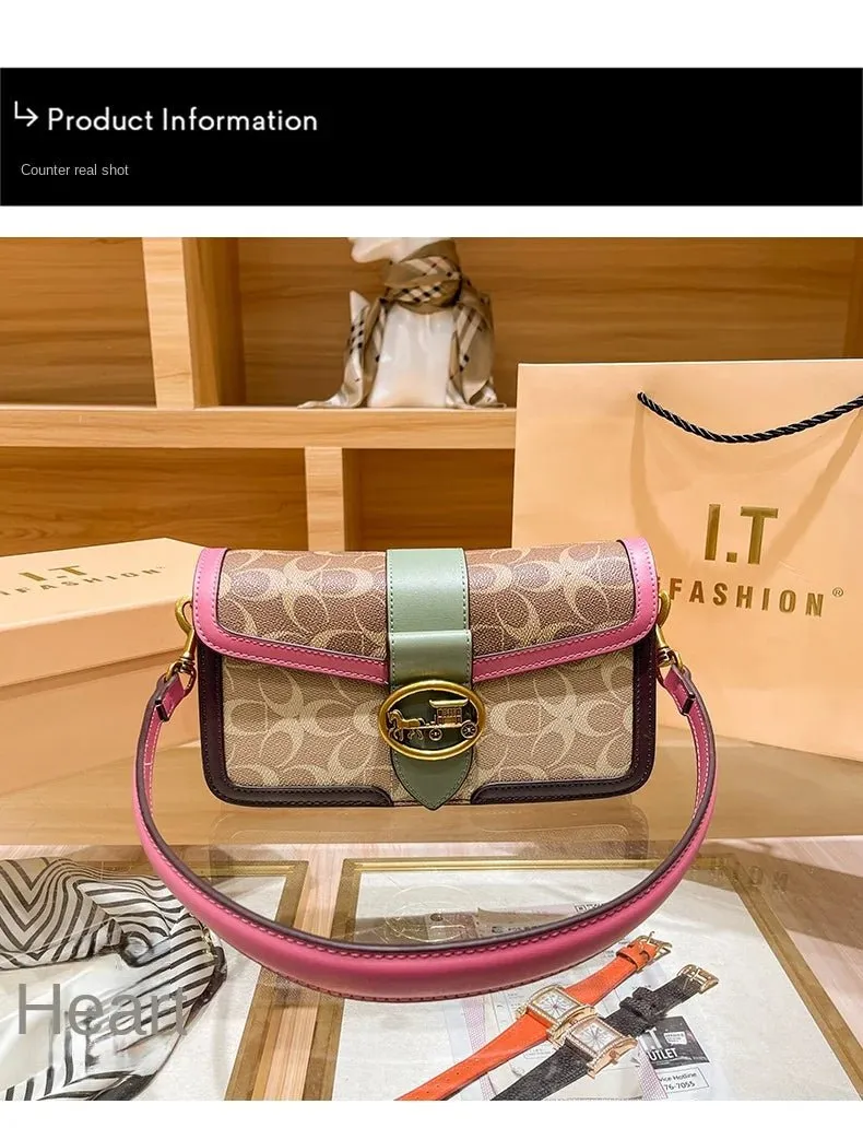 Small Fashion Color Minimalist Women's Square Contrast Print 2025 Crossbody Light Shoulder end One Bag Retro New Christmas clearance Bag Economical Luxury High
