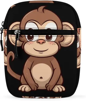 Small Satchel Purse Mini Shoulder Bag Personalized Cartoon Brown Monkey Print Crossbody Bags For Women Men
