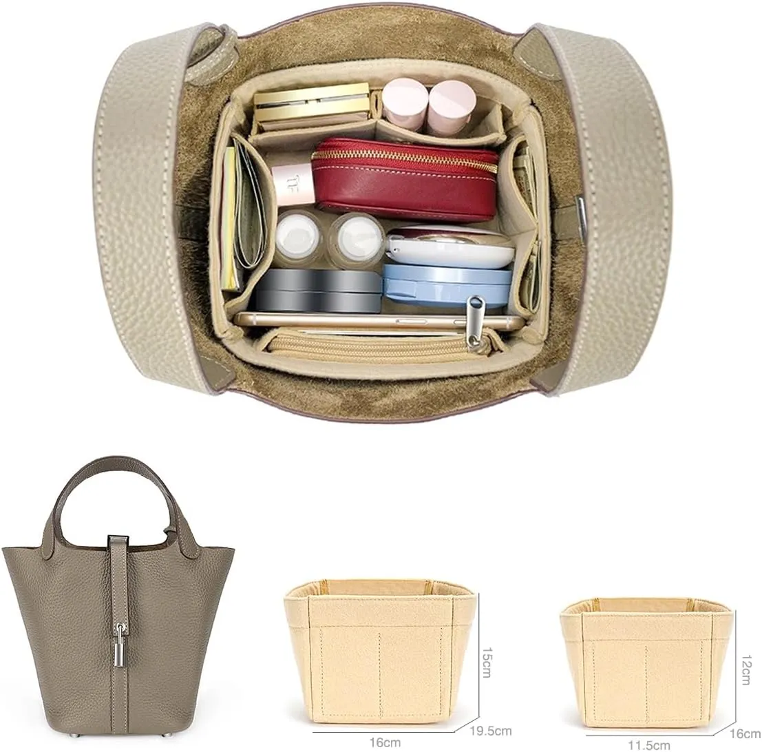 SMART DK Purse Organizer Insert for Handbags,Felt Bag Organizers Fit Picotin 18/22/26 Bags (Gray, P22)