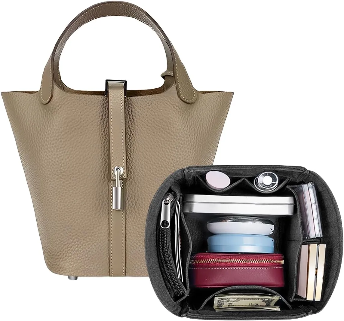 SMART DK Purse Organizer Insert for Handbags,Felt Bag Organizers Fit Picotin 18/22/26 Bags (Gray, P22)