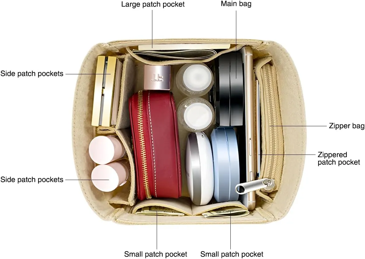 SMART DK Purse Organizer Insert for Handbags,Felt Bag Organizers Fit Picotin 18/22/26 Bags (Gray, P22)