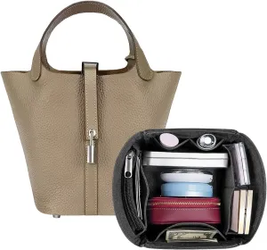 SMART DK Purse Organizer Insert for Handbags,Felt Bag Organizers Fit Picotin 18/22/26 Bags (Gray, P22)
