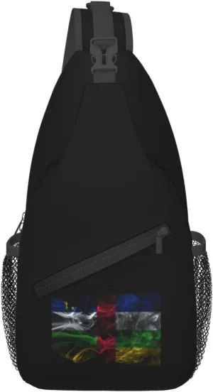 Smoke Style Flag Of The Central African Republic Crossbody Bags For Women Men Chest Backpack Gym Shoulder Bag Travel Outdoor Sports Casual Crossbody Bags