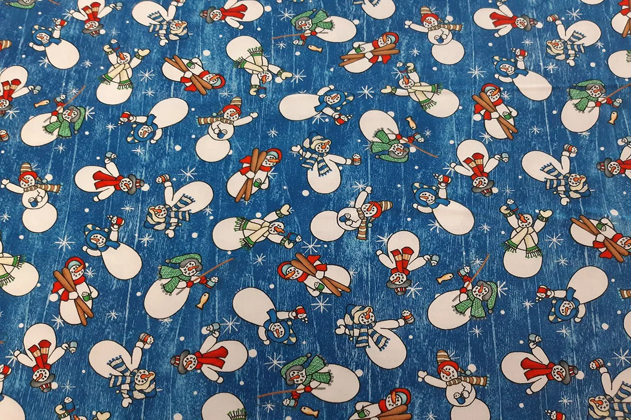 Snowman Blue Jolly Lane Patchwork / Craft Fabric