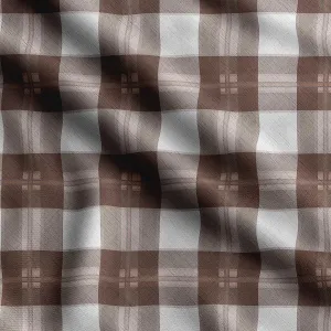 Soimoi Check Print - Brown, Canvas Fabric Material - 56 Inch Wide, 1 Yard, Unstitched Fabric for Upholstery, Bags, Workwear and Outdoor Gear.