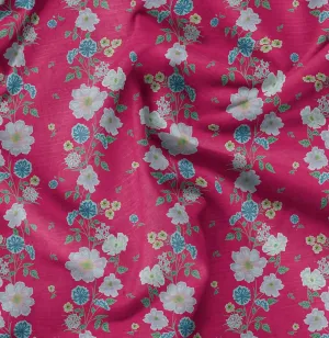 Soimoi Florals Print - Pink, Canvas Fabric Material - 56 Inch Wide, 1 Yard, Unstitched Fabric for Upholstery, Bags, Workwear and Outdoor Gear.
