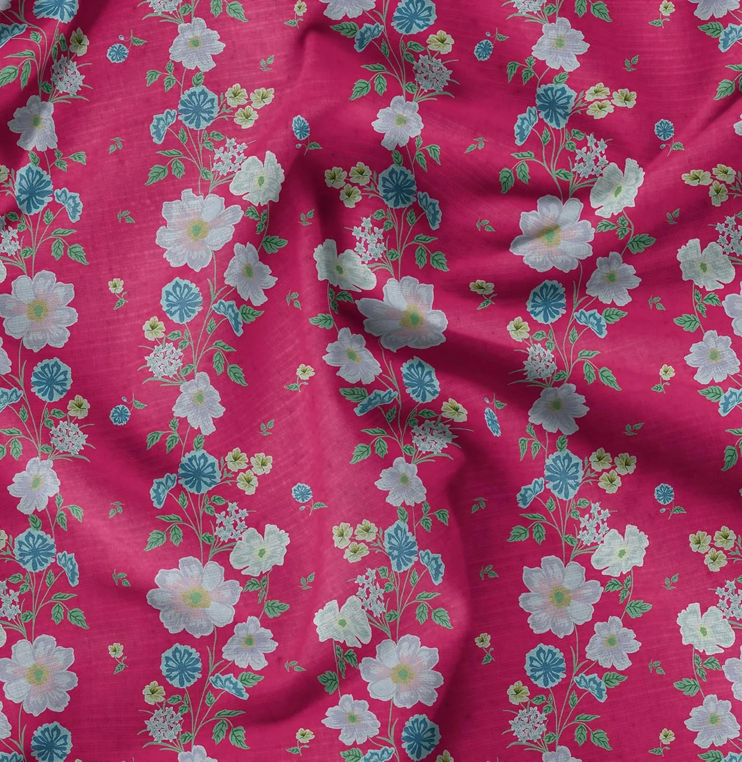 Soimoi Florals Print - Pink, Canvas Fabric Material - 56 Inch Wide, 1 Yard, Unstitched Fabric for Upholstery, Bags, Workwear and Outdoor Gear.
