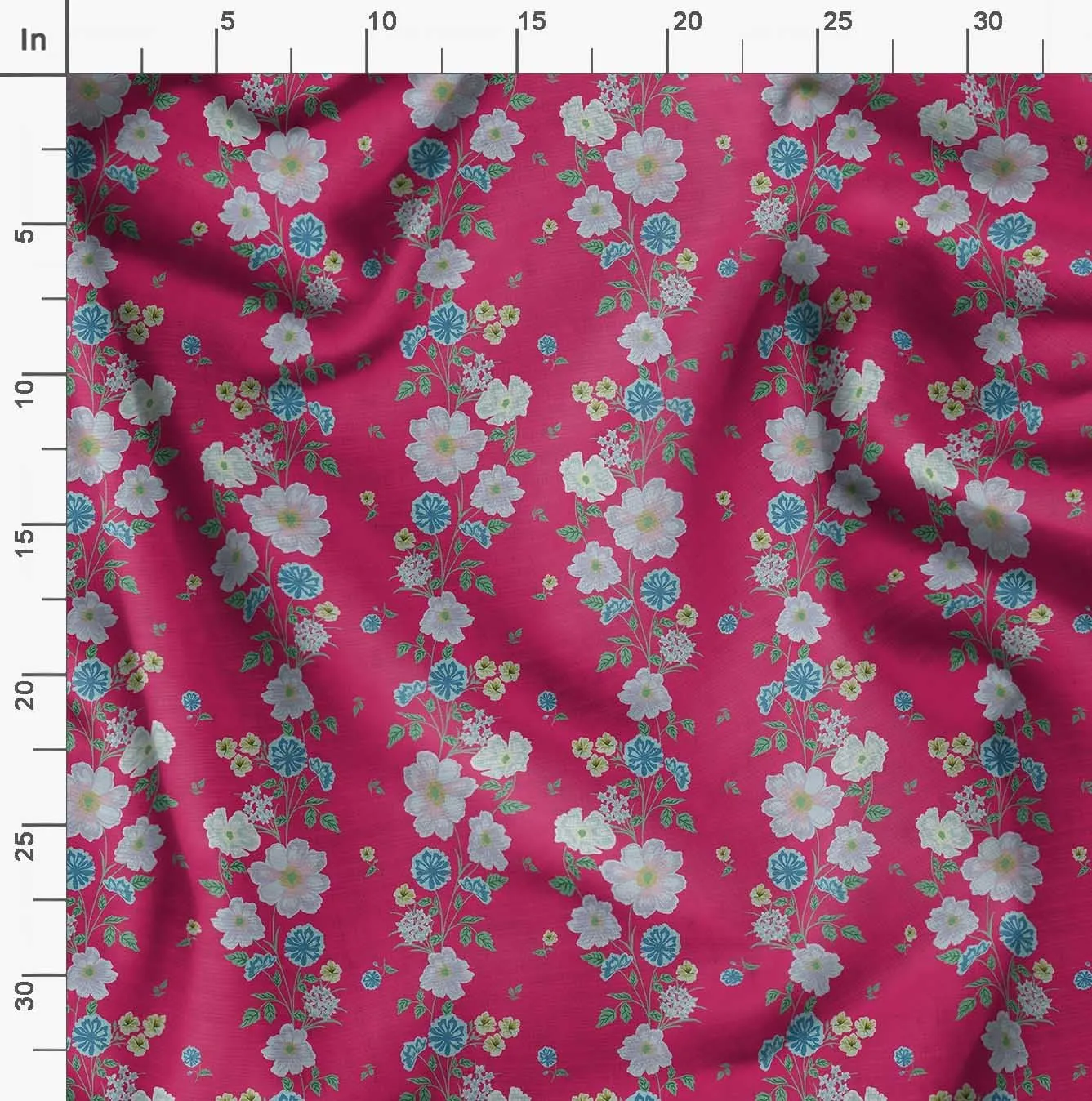 Soimoi Florals Print - Pink, Canvas Fabric Material - 56 Inch Wide, 1 Yard, Unstitched Fabric for Upholstery, Bags, Workwear and Outdoor Gear.