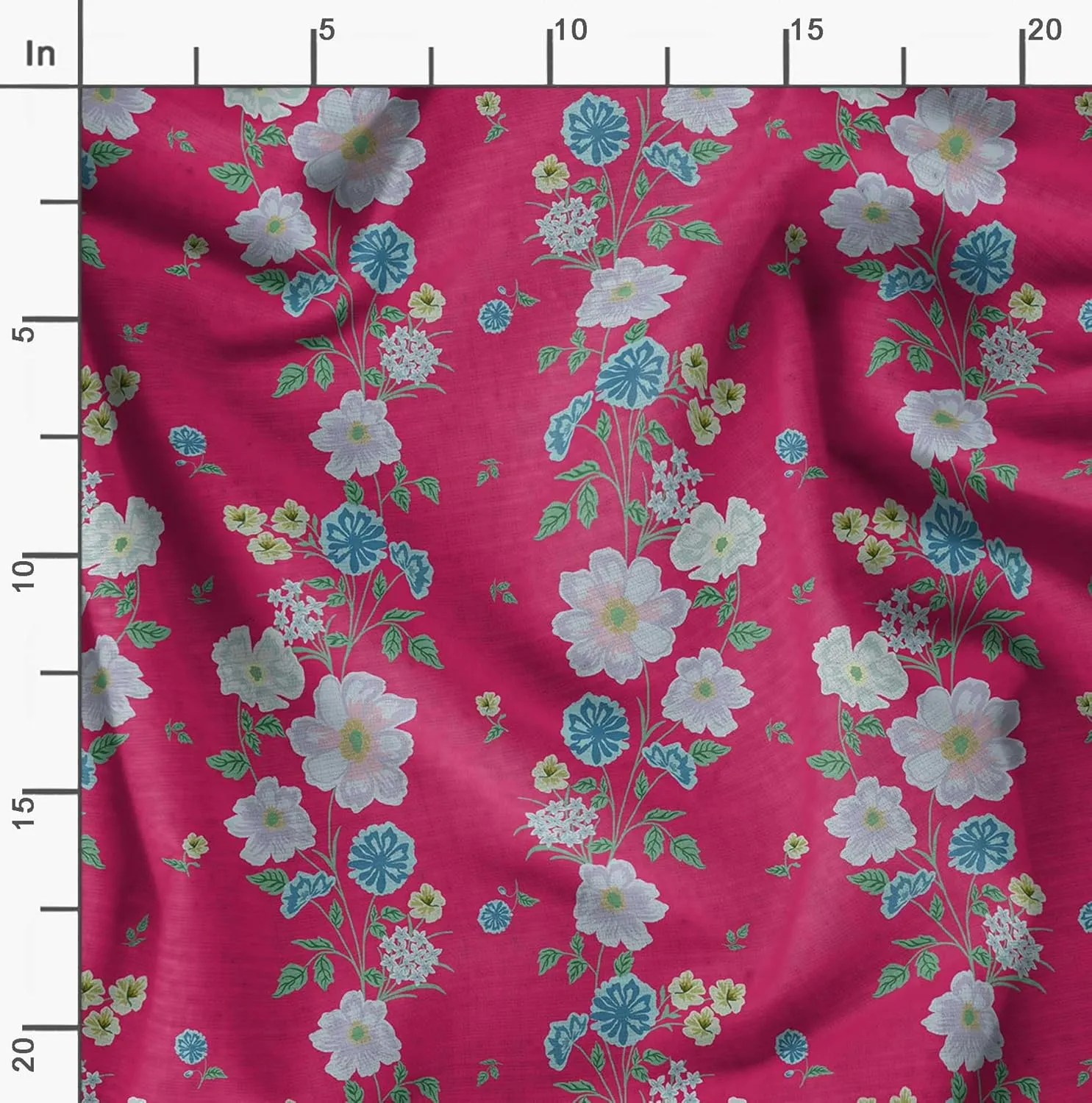 Soimoi Florals Print - Pink, Canvas Fabric Material - 56 Inch Wide, 1 Yard, Unstitched Fabric for Upholstery, Bags, Workwear and Outdoor Gear.