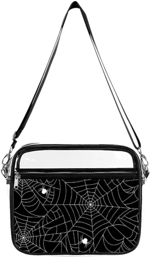 Spider Web Black Fashionable Transparent Crossbody Bag