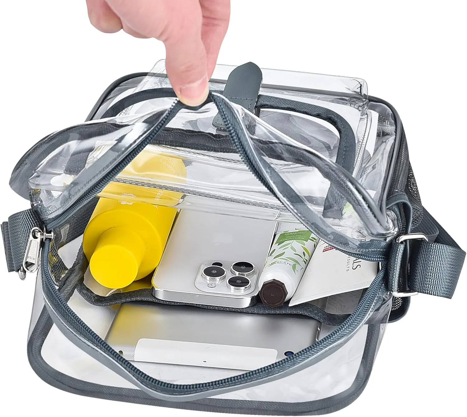 SPODEARS Clear Crossbody Bag for Stadium Events & Concerts - Adjustable Shoulder Strap Purse with 1 Bottle Holder