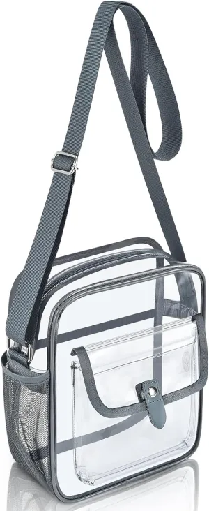 SPODEARS Clear Crossbody Bag for Stadium Events & Concerts - Adjustable Shoulder Strap Purse with 1 Bottle Holder