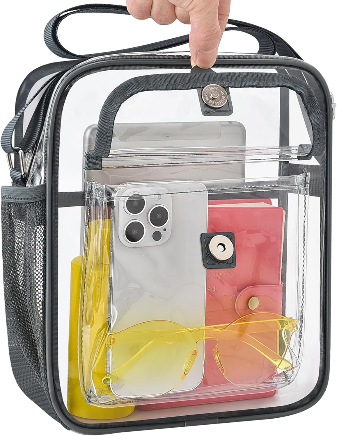 SPODEARS Clear Crossbody Bag for Stadium Events & Concerts - Adjustable Shoulder Strap Purse with 1 Bottle Holder