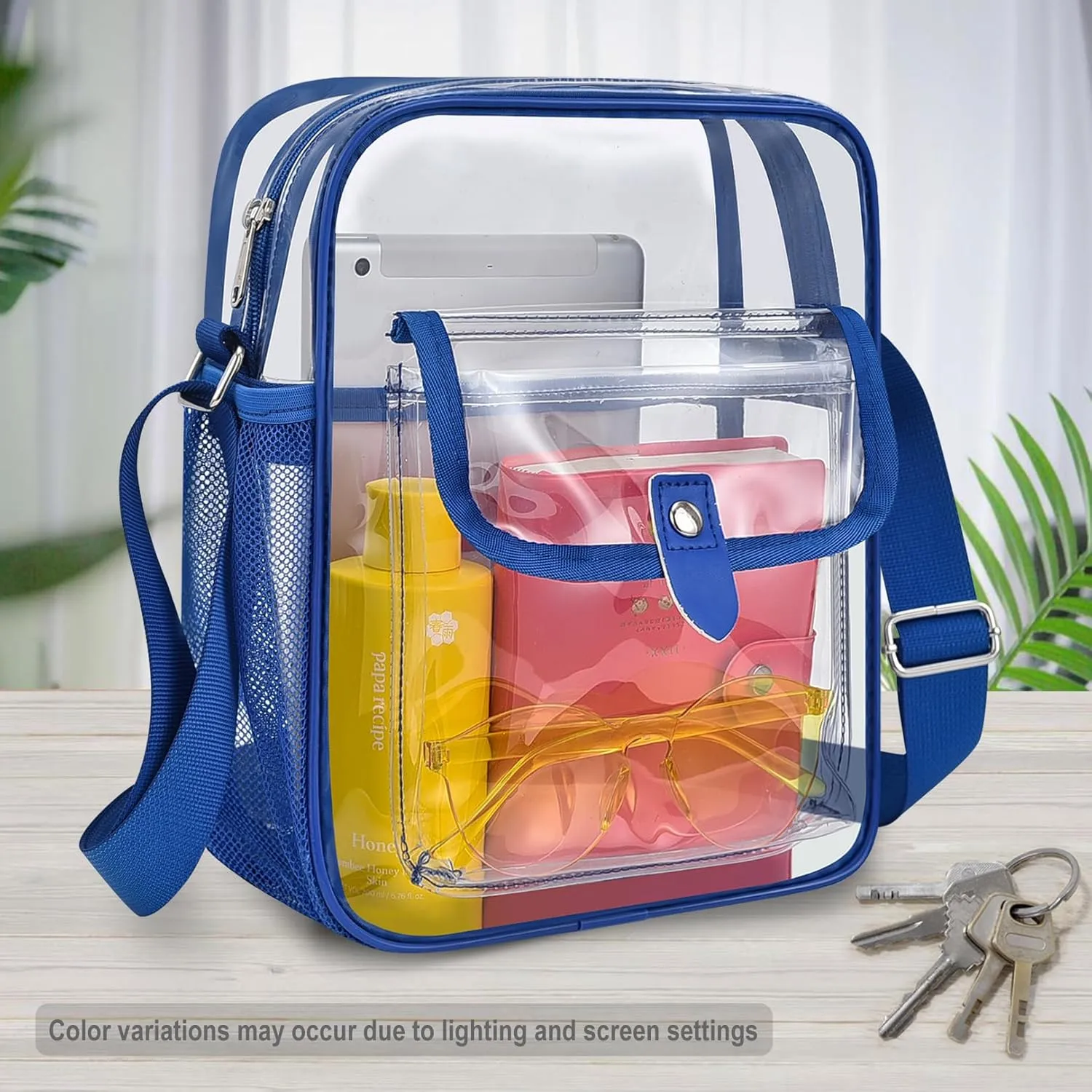 SPODEARS Clear Crossbody Bag for Stadium Events & Concerts - Adjustable Shoulder Strap Purse with 1 Bottle Holder