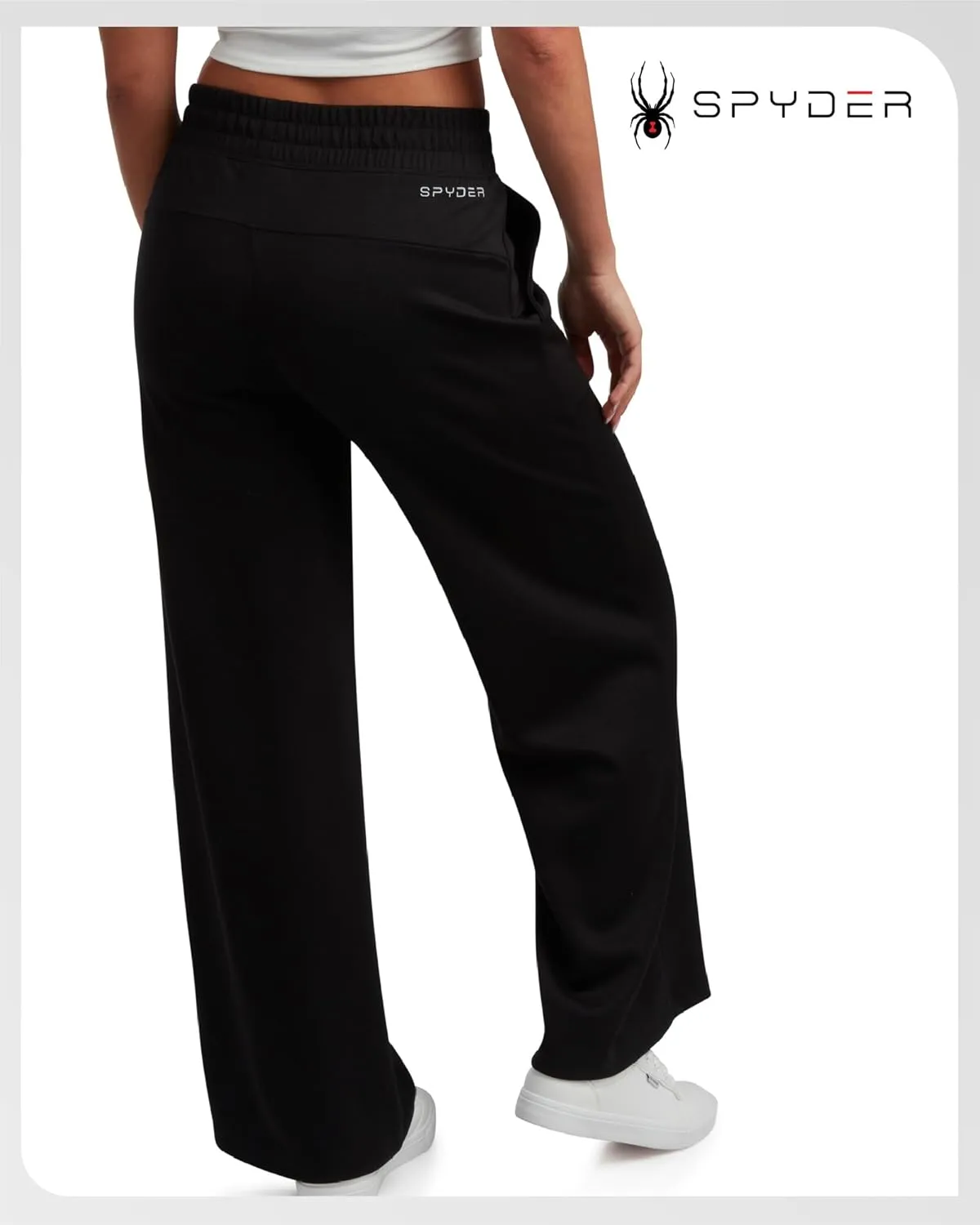 Spyder Women's Wide Leg Pants - Cozy Harmony Soft Scuba Double Knit Casual Sweatpants with Drawstring Waistband (Sizes: S-XL)