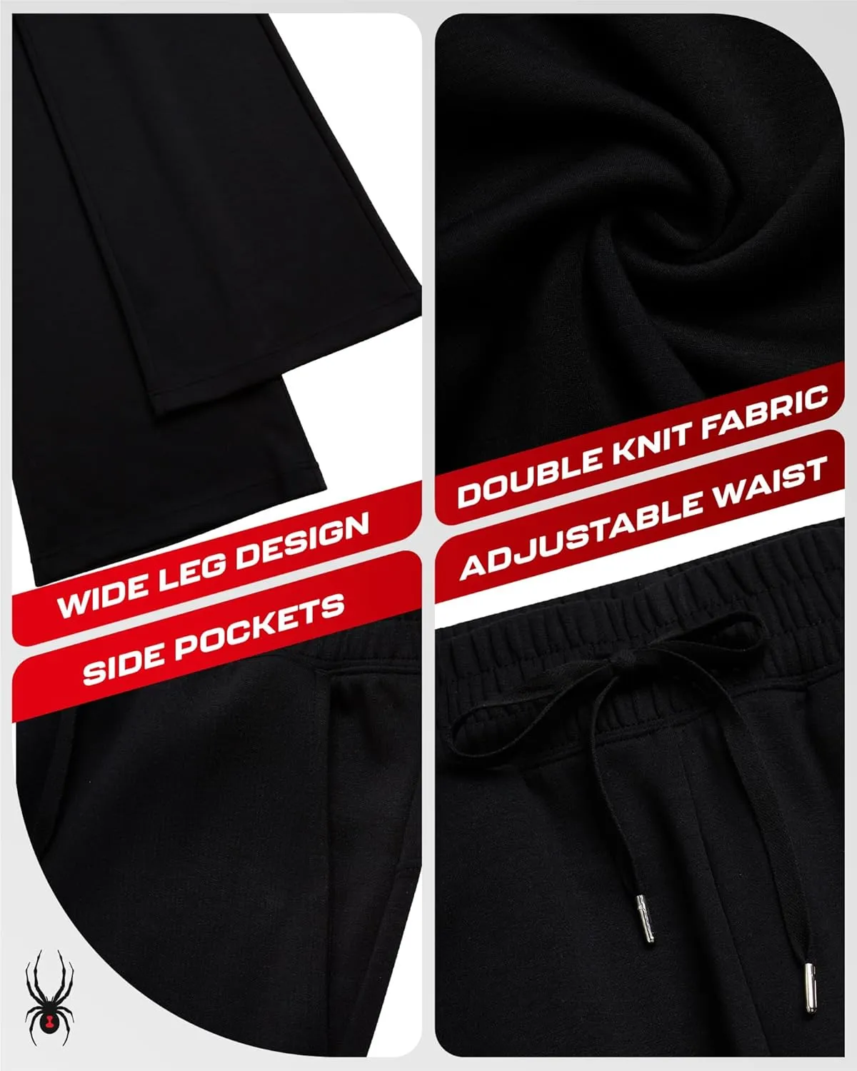 Spyder Women's Wide Leg Pants - Cozy Harmony Soft Scuba Double Knit Casual Sweatpants with Drawstring Waistband (Sizes: S-XL)