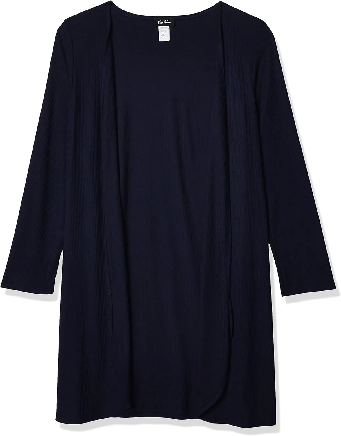 Star Vixen Women's Plus Size Long Sleeve Open Front Casual Cardigan Duster Length in Light Weight Sweater Knit
