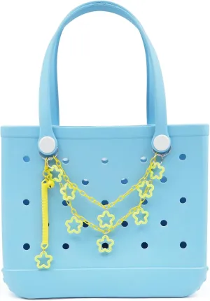 Stars and Chain For Bogg Bag Accessories, Purse Strap Extender, Purse Chains For Women Rubber Beach Bag Tote Handbag Crossbody Shoulder Decoration, With Metal Buckle（Yellow）