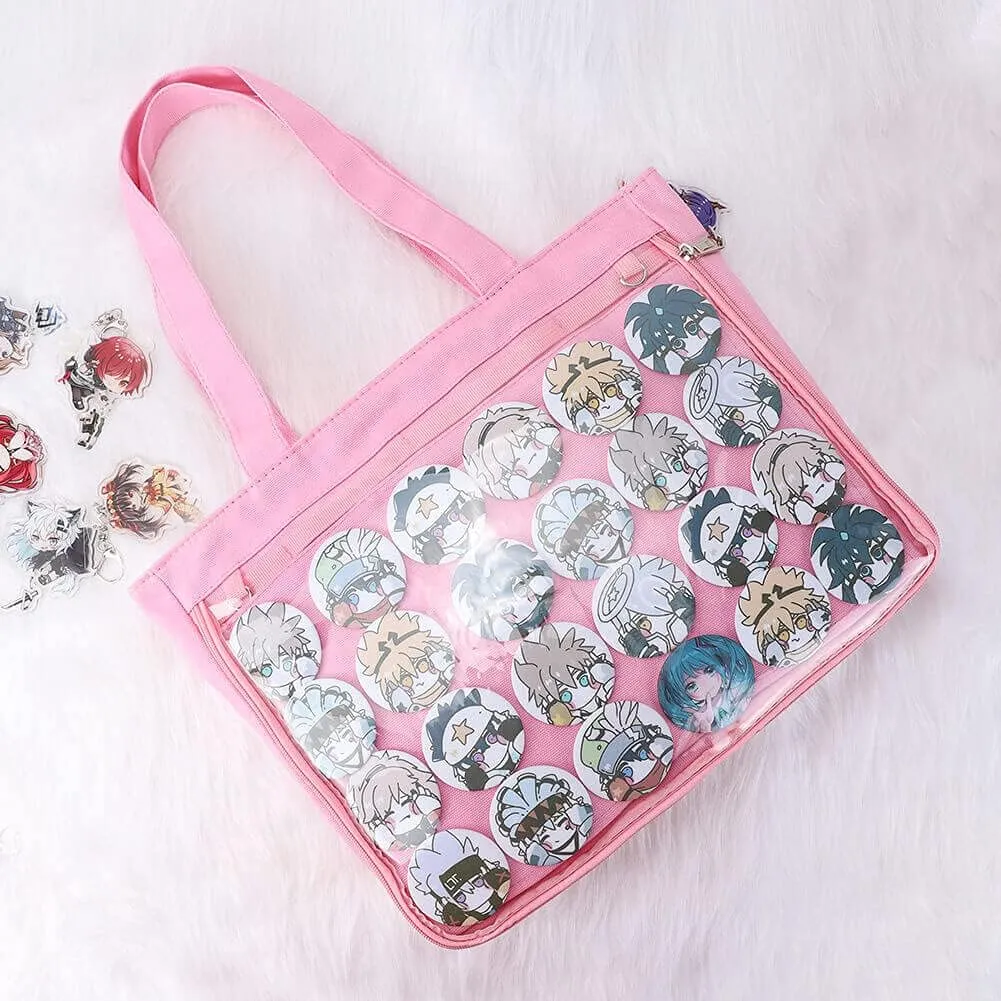 STEAMEDBUN Ita Bag with Insert Large Canvas Shoulder Tote Ita Purse for Cosplay
