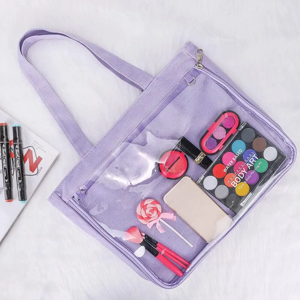 STEAMEDBUN Ita Bag with Insert Large Canvas Shoulder Tote Ita Purse for Cosplay
