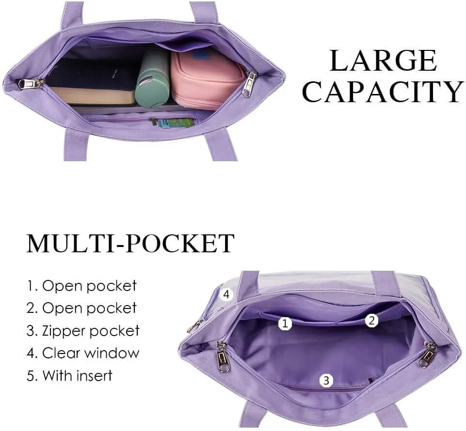 STEAMEDBUN Ita Bag with Insert Large Canvas Shoulder Tote Ita Purse for Cosplay