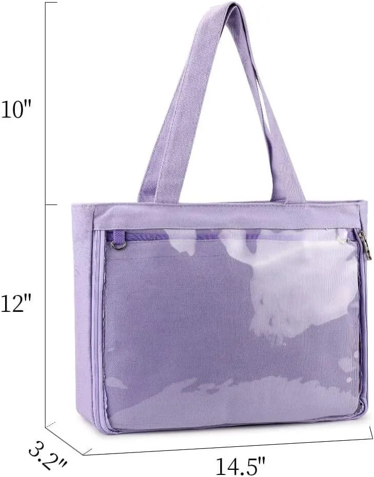 STEAMEDBUN Ita Bag with Insert Large Canvas Shoulder Tote Ita Purse for Cosplay
