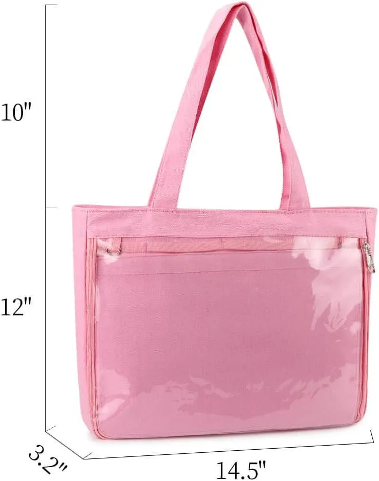 STEAMEDBUN Ita Bag with Insert Large Canvas Shoulder Tote Ita Purse for Cosplay