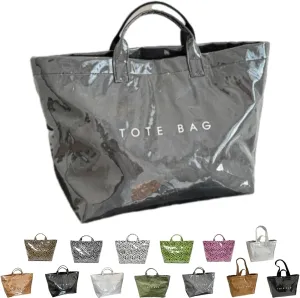 Stellaya Tote Bag, Women's Letters Print Tote Bag, PVC Kraft Paper Plastic Solid Color Draped Waterproof Leopard Handbags