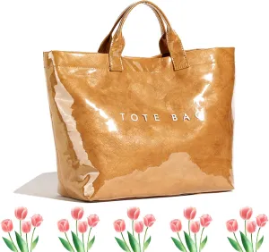 Stellaya Tote Bag, Womens Letters Print Tote Bag, Pvc Tote Bag for Women, Women's Pvc Kraft Paper Tote Bag