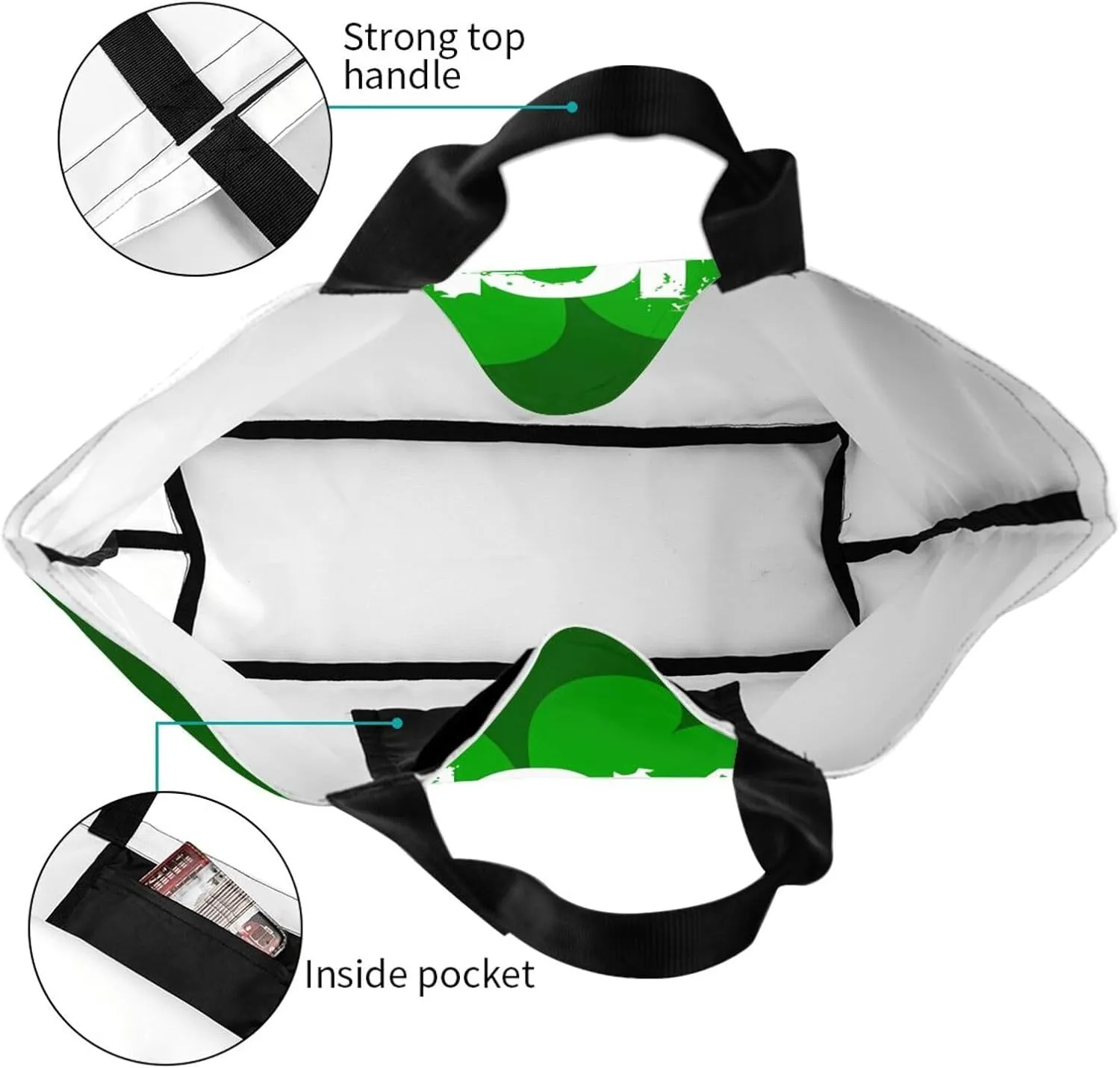 St.Patrick's Day Tote Bag Large Interior Pocket Tote Bag Reusable Shoulder Tote Bags Travel Bags