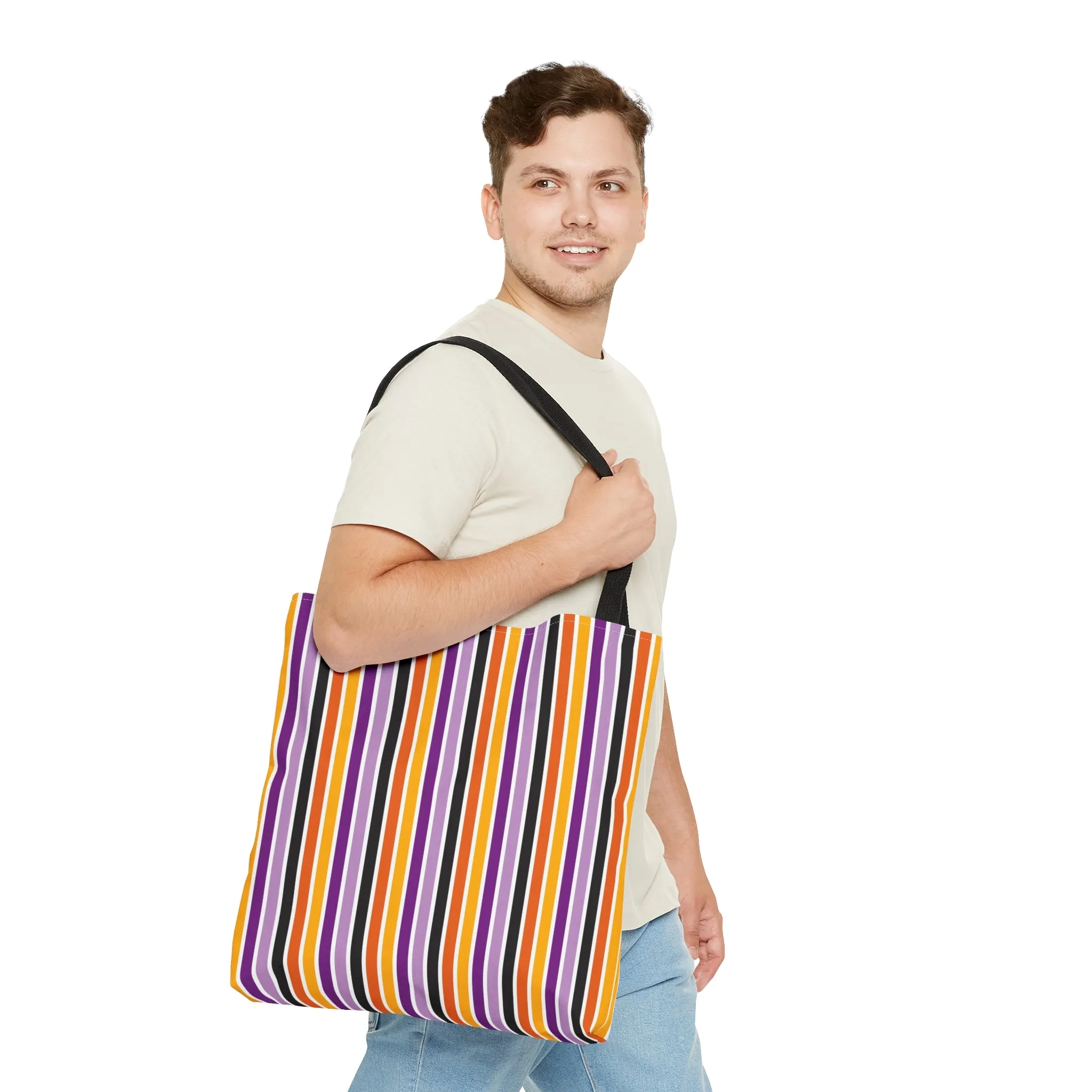 Stripe Pattern AOP Tote Bag