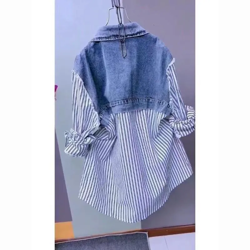 Striped Denim Coat Women's Design Niche Jacket Top