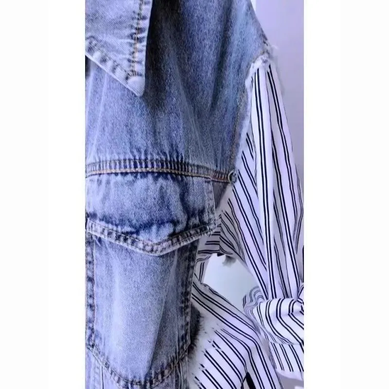 Striped Denim Coat Women's Design Niche Jacket Top