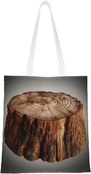 Stump of Oak Tree Print Canvas Tote Bags Stylish Shoulder Bag Reusable Shopping Bag Small Handbags For Women Men