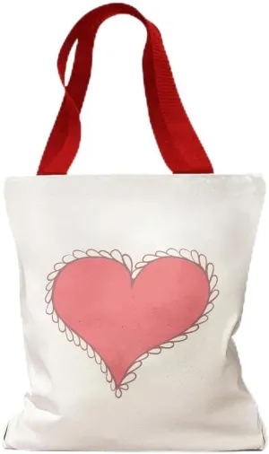 Style In Print Canvas Tote Reusable Shopping Bag Curly Dash Bold Hear Red Valentines Day Beach Bags for Women