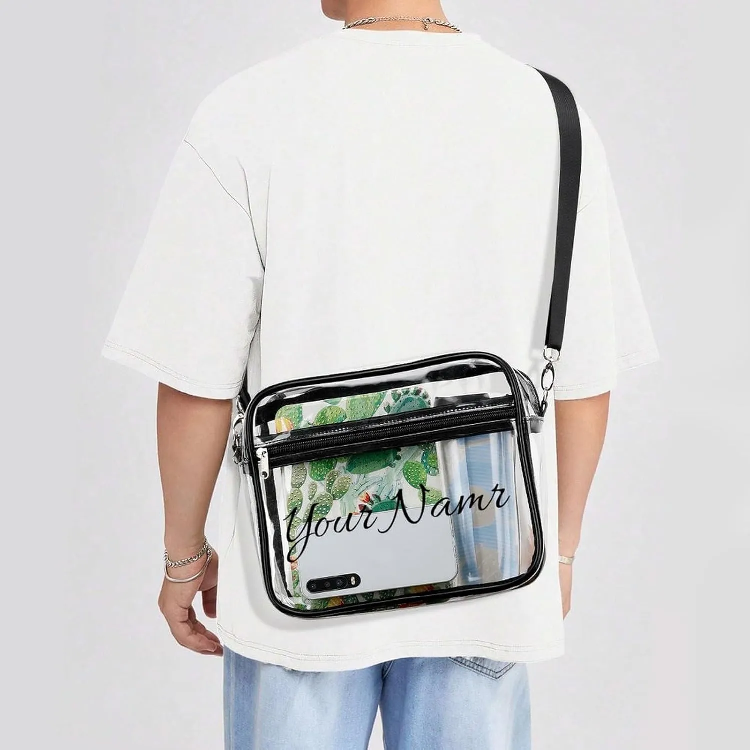 Stylish Clear Crossbody Bag - PVC Transparent Messenger Bag with Adjustable Strap for Work, Travel and Daily Use