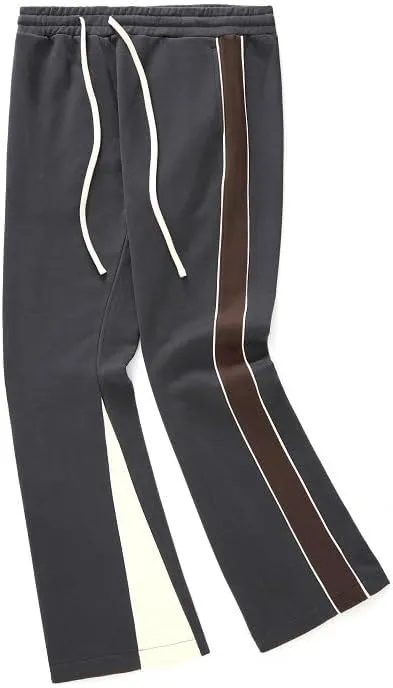 Suede Flare Sweatpants Women Baggy Patchwork Casual 90s Hip Hop Mens Sweat Pants