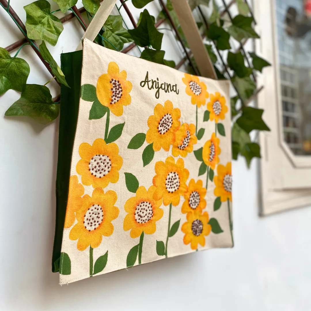 Sunflower box tote bag