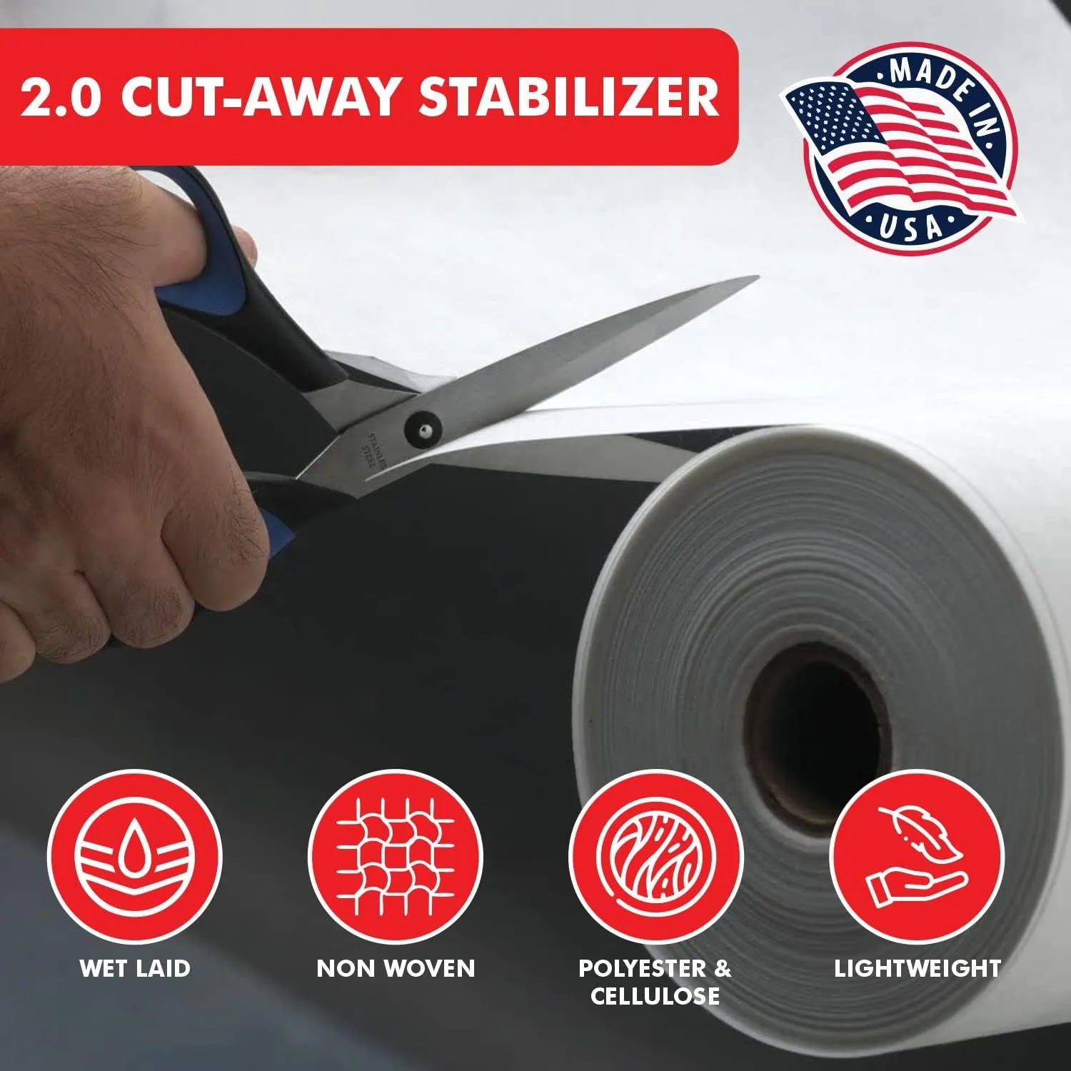 Superpunch Cutaway 2.0 Oz Stabilizer for Embroidery Machines- 7.5 x 8 inches, White SuperStable Embroidery Stabilizer Backing, Cut Away Embroidery Stabilizers 100 Precut Stabilizer Sheets,Made in USA
