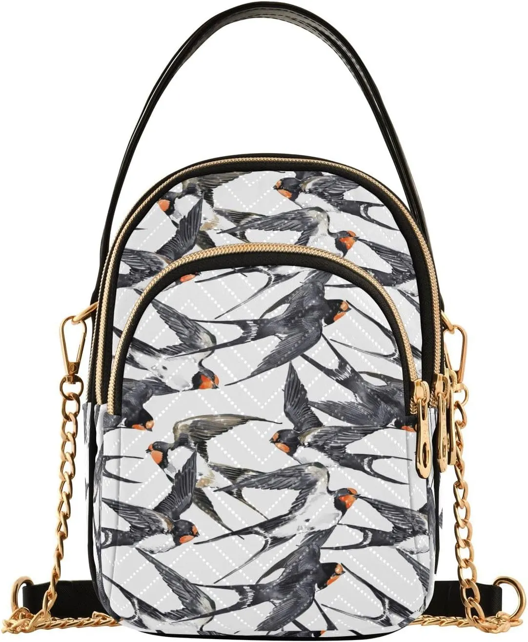 susiyo Swallow Watercolor Small Crossbody Bags Shoulder Bag for Women Multi Zipper Stylish Ladies Messenger Bags Phone Purse Handbag Wallet