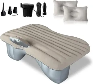 SUV Air Mattress -Car Air Mattress Thickened and Car Air Mattress Back Seat Travel Inflatable Car Mattress Bed with Electric Air Pump and 2 Pillows, Car Sleeping Bed for Home Outdoor and Travel(Gery)
