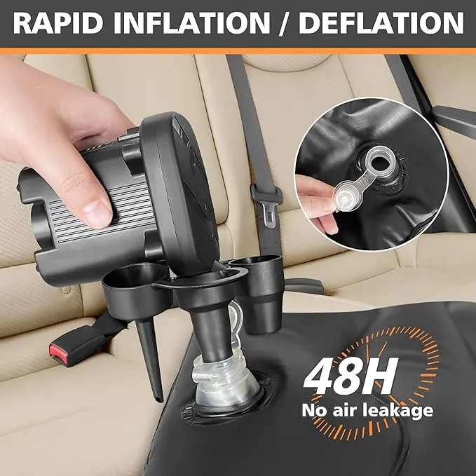 SUV Air Mattress Car Camping Bed -Car Air Mattress Inflatable Thickened and Double Car Air Mattress Bed with Air Pump Portable Foldable Car Air Bed Mattress for Home Car Travel Camping - Black